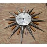 Metamec Starburst or Sunburst wall clock - 23.75" wide Please note descriptions are not condition