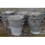 Group of fourteen small galvanised buckets Please note descriptions are not condition reports,