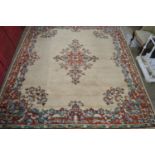 Caramel ground rug with end tassels - 129" x 109.5" Please note descriptions are not condition