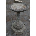 Circular birdbath on column support - 31.75" tall Please note descriptions are not condition