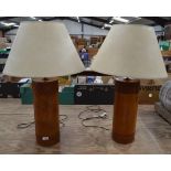 Pair of cylindrical leather table lamps - 30.75" tall Please note descriptions are not condition