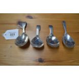 Group of four various silver caddy spoons (1.6ozt) Please note descriptions are not condition