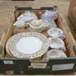 Quantity of Wedgwood Gold Florentine tea and dinnerware to comprise: six tea cups, six saucers, milk