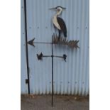 Painted metal weather vane in the form of a Heron Please note descriptions are not condition