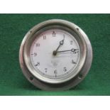 Nickel plated Smiths hinged wind up dashboard clock with 4" dia mounting ring (working) Please