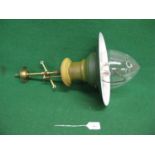 Smaller size indoor gas lamp with green enamel shade - 11" dia and a glass globe with six vent holes