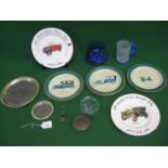 Assorted metal, china and glass plates, bowls, cups etc for Renault and Veteran car rallies together