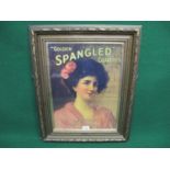 Framed advertisement for Golden Spangled Cigarettes, Gallaher Ltd, Belfast & London, featuring a