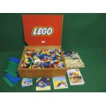 Wooden Lego toy box full of loose components and instructions from the 1980's Please note