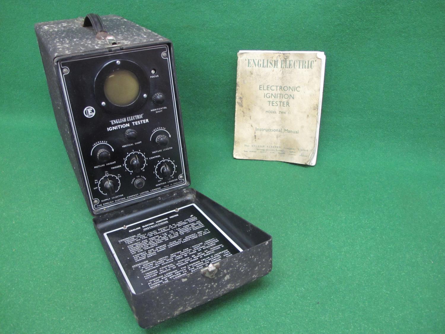 Vintage portable English Electric electronic ignition tester Model ZWAII, complete with leads and