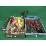 Two crates of approx forty four items to include: various oil cans, Enots grease and oil guns and