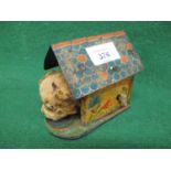 CUKI The Clockwork Dog in his tinplate kennel who gobbles up his grub - 4.5" long x 4" high Please