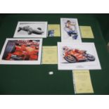 Four unframed Limited Edition motor racing prints by Martin Smith to comprise: Michael Schumacher