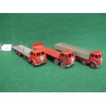 Three loose playworn Dinky to comprise: 501, 503 and 505 Foden eight wheel wagon, flatbed with