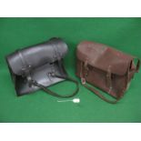 Two thick leather railway staff equipment bags to comprise: brown guards bag with BR crossed