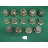 Group of fourteen vintage brass wheel nuts, all with inscription to comprise: two Bingham & Son Long