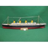 Hand built detailed wooden display model of RMS Titanic of 1912, constructed from weekly