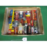 Box of mostly Lesney/Matchbox diecast vehicles to include: blue Prince Henry, boxed Porsche 928S,