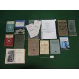 Box of hand books for Ford, Humber, Morris, Singer, Vauxhall and Standard, Bacons and RAC road maps,