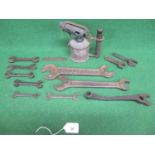 Quantity of named spanners for Ford, Humber, IH, Samuelson, Atco, Webb, Bendix, Lister etc