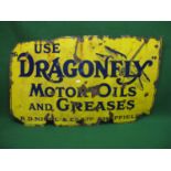 Large enamel advertising sign for Use Dragonfly Motor Oils And Greases, RD Nichol & Co. Ltd,