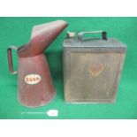 Fina two gallon petrol can with plain cap together with a one gallon Esso oil pourer Please note