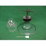 Green enamelled station gas lamp with glass bowl - 11" dia Please note descriptions are not