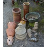 Quantity of garden items to include: terracotta wall planters, ornaments and chimney pot etc