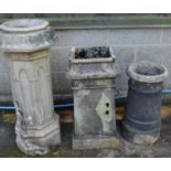 Three various chimney pots Please note descriptions are not condition reports, please request