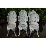 Set of six white painted aluminium garden chairs Please note descriptions are not condition reports,