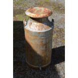 Painted milk churn and lid with brass tap Please note descriptions are not condition reports, please