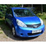 2009 Nissan Note Visia, 1386cc, petrol, manual, Registration GV09 YVR, milage 133,062 and MOT 15/