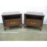 Pair of modern mahogany side tables - 25" x 22.5" each Please note descriptions are not condition