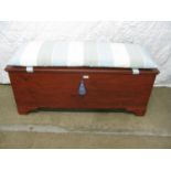 Stained pine blanket box with cushion seat - 48.25" wide Please note descriptions are not