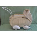 Vintage plastic Lloyd Loom style dolls pram (in af condition) Please note descriptions are not