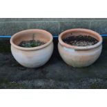 Pair of terracotta planters - 14" tall Please note descriptions are not condition reports, please