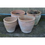 Group of four terracotta plant pots Please note descriptions are not condition reports, please