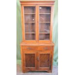 Walnut glazed bookcase on cupboard - 34.75" wide x 74" tall Please note descriptions are not