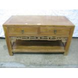 Oriental style two drawer side table - 35" wide Please note descriptions are not condition