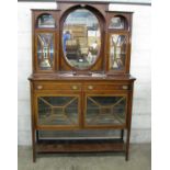 Inlaid mahogany mirror backed sideboard Please note descriptions are not condition reports, please