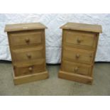Pair of pine bedside chests of drawers - 15.5" wide each Please note descriptions are not