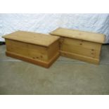 Two pine chests - one 36" wide and one 35.25" wide Please note descriptions are not condition