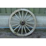 Wooden cart wheel - approx 47" dia Please note descriptions are not condition reports, please