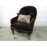 Recently upholstered button back armchair Please note descriptions are not condition reports, please