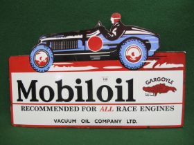 Double sided enamel advertising sign for Mobiloil - Recommended For All Race Engines, Vacuum Oil