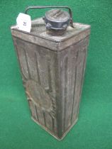 Possibly pre-war French fuel can with top handle, cap, vertical ribs and four feet. Embossed L'