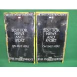 Two aluminium signs with feet which will form an A-board for The Independent, Best For News And