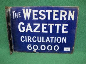 Double sided enamel bracket sign for The Western Gazette with different wording each side:
