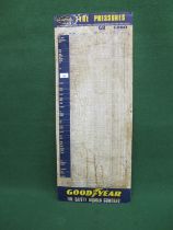 1971 forecourt Goodyear tyre pressure tin sign featuring most car marques of the time - 13.75" x