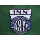 Double sided enamel hanging sign for a PRHA Peoples Refreshment House Association Inn, white or blue